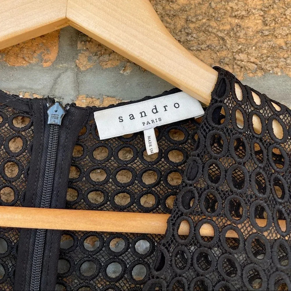 Sandro paris black mesh dress size 3 - Picture 8 of 14
